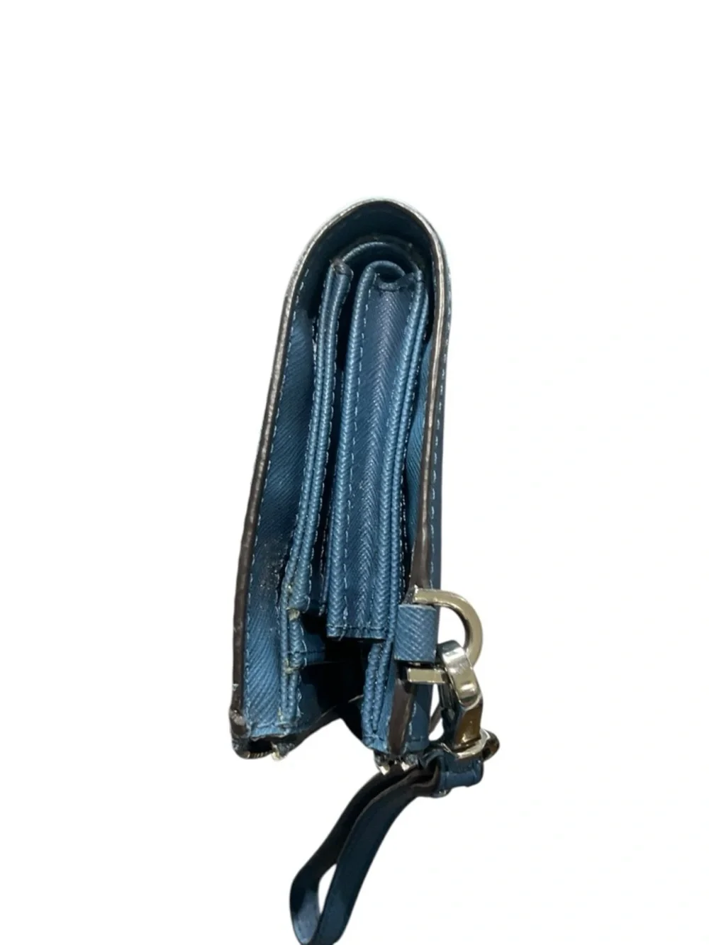 Michael Kors Teal Blue Saffiano Leather Wristlet Wallet